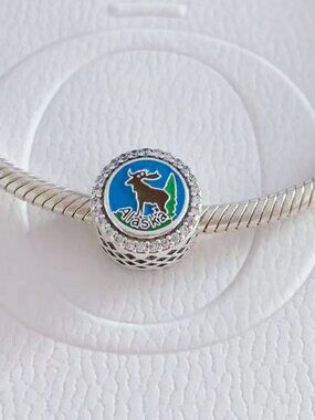 Pandora Alaska Engraved Moose Dangling Pandora Charm